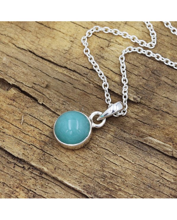 Amazonite Pendant Necklace - 925 Sterling Silver Handmade Jewelry