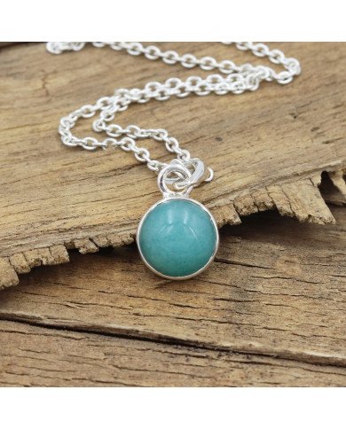 Amazonite Pendant Necklace - 925 Sterling Silver Handmade Jewelry