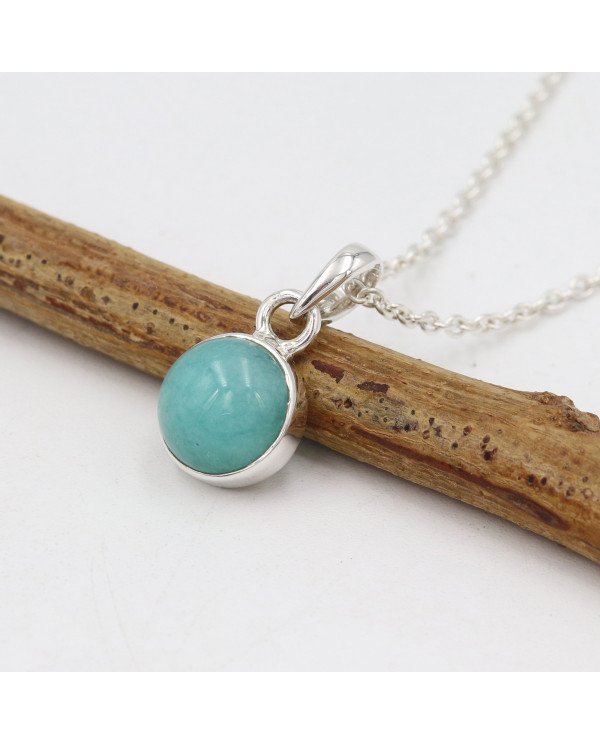Amazonite Pendant Necklace - 925 Sterling Silver Handmade Jewelry