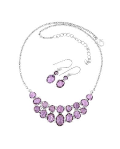 Amethyst Necklace Set In 925 Sterling Silver Handmade Gemstone Jewelry