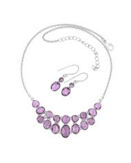 Amethyst Necklace Set In 925 Sterling Silver Handmade Gemstone Jewelry