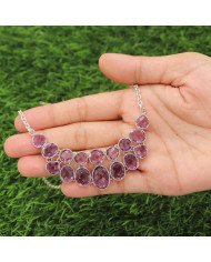 Amethyst Necklace Set In 925 Sterling Silver Handmade Gemstone Jewelry
