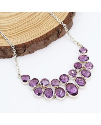 Amethyst Necklace Set In 925 Sterling Silver Handmade Gemstone Jewelry