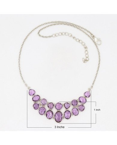 Amethyst Necklace Set In 925 Sterling Silver Handmade Gemstone Jewelry