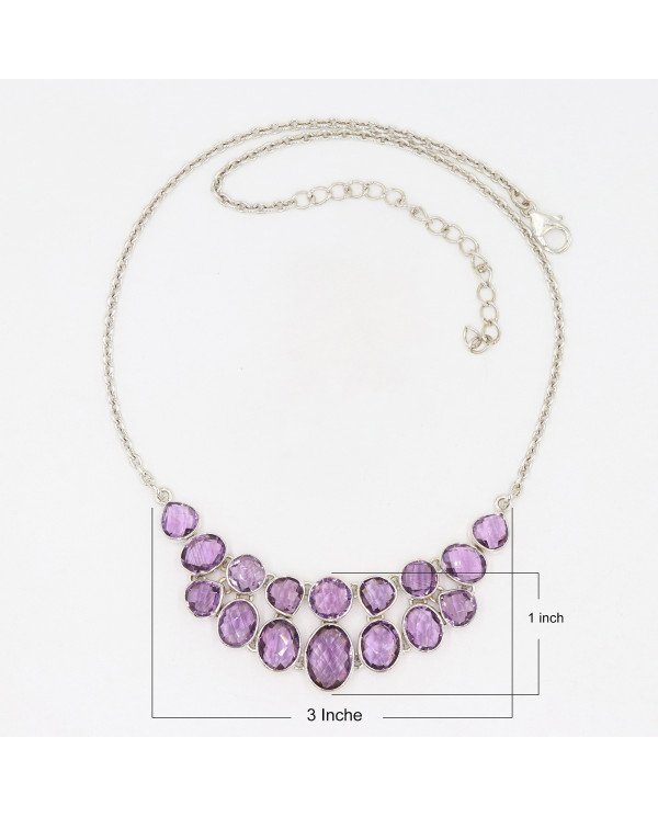 Amethyst Necklace Set In 925 Sterling Silver Handmade Gemstone Jewelry