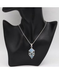 925 Sterling Silver Moonstone, Aquamarine & Sky Blue Topaz Gemstone Pendant