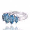 Blue Topaz Marquise Designer Gemstone Promise Sterling Silver Ring