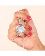 925 Sterling Silver Moonstone Amethyst Pendant Necklace for Women
