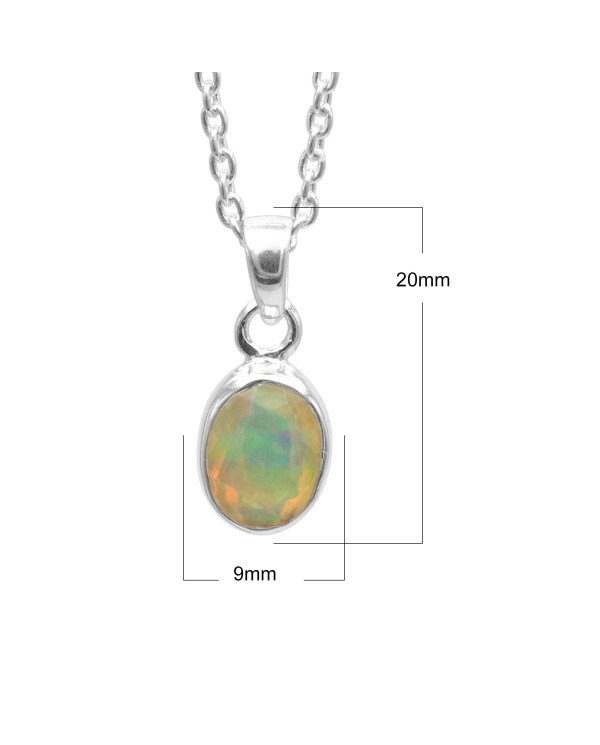 925 Sterling Silver Ethiopian Opal Pendant Necklace Birthstone Jewelry