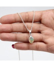 925 Sterling Silver Ethiopian Opal Pendant Necklace Birthstone Jewelry