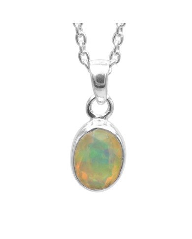 925 Sterling Silver Ethiopian Opal Pendant Necklace Birthstone Jewelry