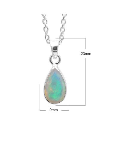 925 Sterling Silver Ethiopian Opal Teardrop Pendant Necklace