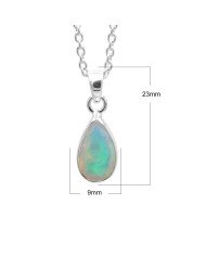 925 Sterling Silver Ethiopian Opal Teardrop Pendant Necklace
