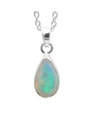 925 Sterling Silver Ethiopian Opal Teardrop Pendant Necklace