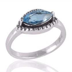 Blue Topaz Marquise Gemstone Promise Sterling Silver Ring