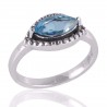 Blue Topaz Marquise Gemstone Promise Sterling Silver Ring