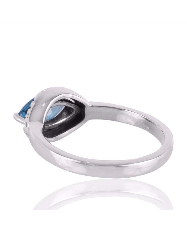 Blue Topaz Marquise Gemstone Promise Sterling Silver Ring