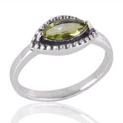Peridot Marquise Gemstone 925 Sterling Promise Silver Ring