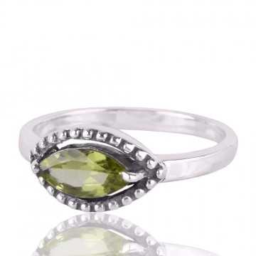 Peridot Marquise Gemstone 925 Sterling Promise Silver Ring