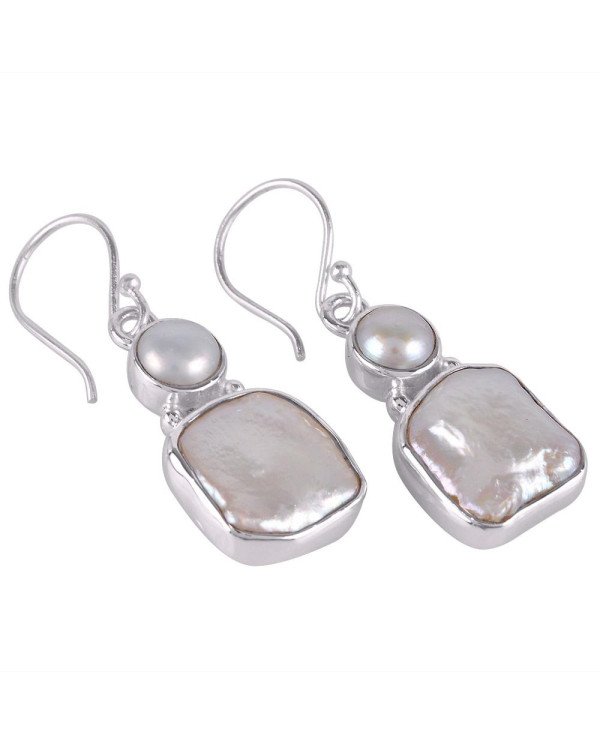 South Sea Pearl and Baroque Pearl 925 Silver White Stone Earrings