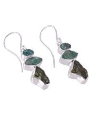 Moldavite Apatite Rough 925 Silver Handmade Cool Earrings for Women