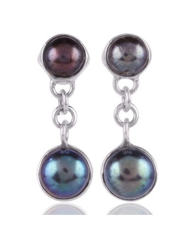 Color Pearl and 925 Silver Dangle Earrings for Girls