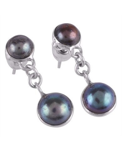 Color Pearl and 925 Silver Dangle Earrings for Girls