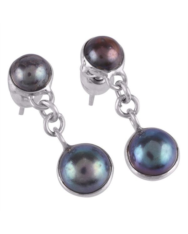 Color Pearl and 925 Silver Dangle Earrings for Girls