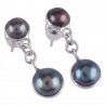 Color Pearl and 925 Silver Dangle Earrings for Girls
