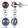 Color Pearl and 925 Silver Dangle Earrings for Girls