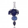Kyanite Azurite Druzy Iolite Silver Pendant Blue Pendant Jewelry