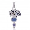 Kyanite Azurite Druzy Iolite Silver Pendant Blue Pendant Jewelry