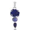 Tanzanite Iolite Azurite Druzy Blue Gemstone Pendant Necklace Silver