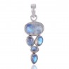 Rainbow Moonstone and Sterling Silver Trendy Online Pendant Necklace