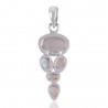Rainbow Moonstone and Sterling Silver Trendy Online Pendant Necklace
