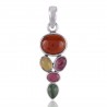 Multi Tourmaline Gemstone Pendant Sterling Color Pendant Necklace