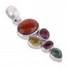 Multi Tourmaline Gemstone Pendant Sterling Color Pendant Necklace