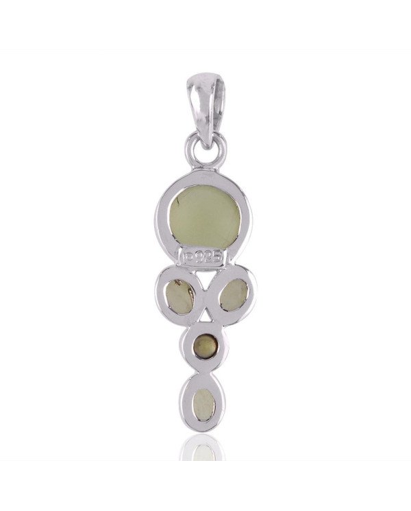 Fast Shippping Prehnite and Green Pearl 925 Silver Pendant