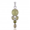 Peridot and Prehnite Green Gemstone Pendant Solid 925 Silver Necklace
