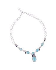 Long Statement Necklace Larimar Moonstone Trendy Online Necklace