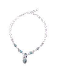 Long Statement Necklace Larimar Moonstone Trendy Online Necklace
