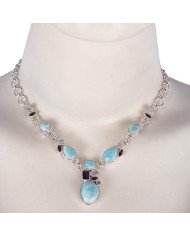Long Statement Necklace Larimar Moonstone Trendy Online Necklace
