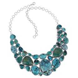 Tibetan Turquoise December Birthstone Silver Cheap Choker Necklaces
