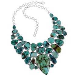 Where to Buy Chokers Sterling Silver Turquoise Bib Necklace