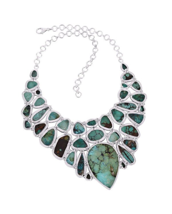Where to Buy Chokers Sterling Silver Turquoise Bib Necklace