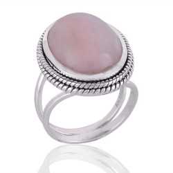 Pink Opal Gemstone Sterling Silver Ring For Women's and Men's