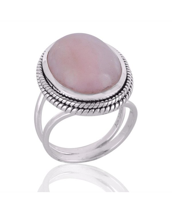 Pink Opal Gemstone Sterling Silver Ring For Women's and Men's