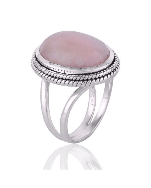 Pink Opal Gemstone Sterling Silver Ring For Women's and Men's