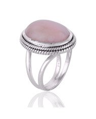 Pink Opal Gemstone Sterling Silver Ring For Women's and Men's