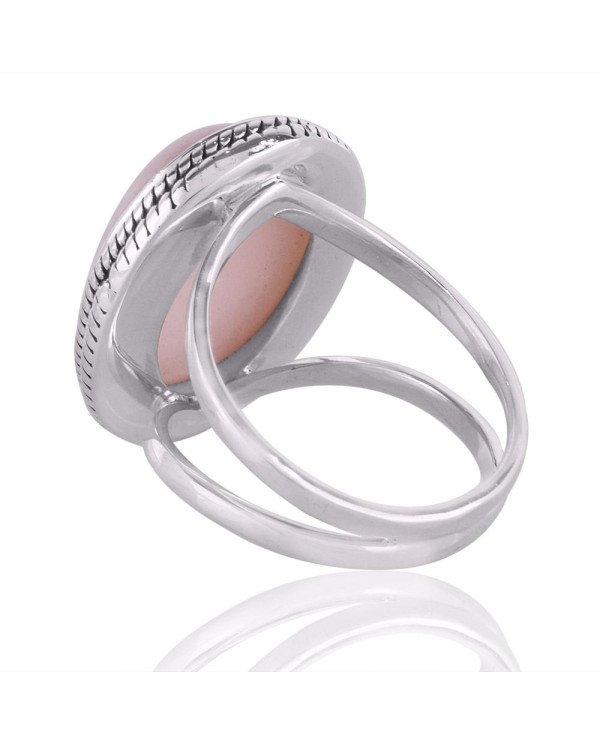 Pink Opal Gemstone Sterling Silver Ring For Women's and Men's